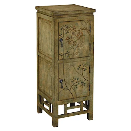 Pedestal Cabinet with 2 Decorated Doors